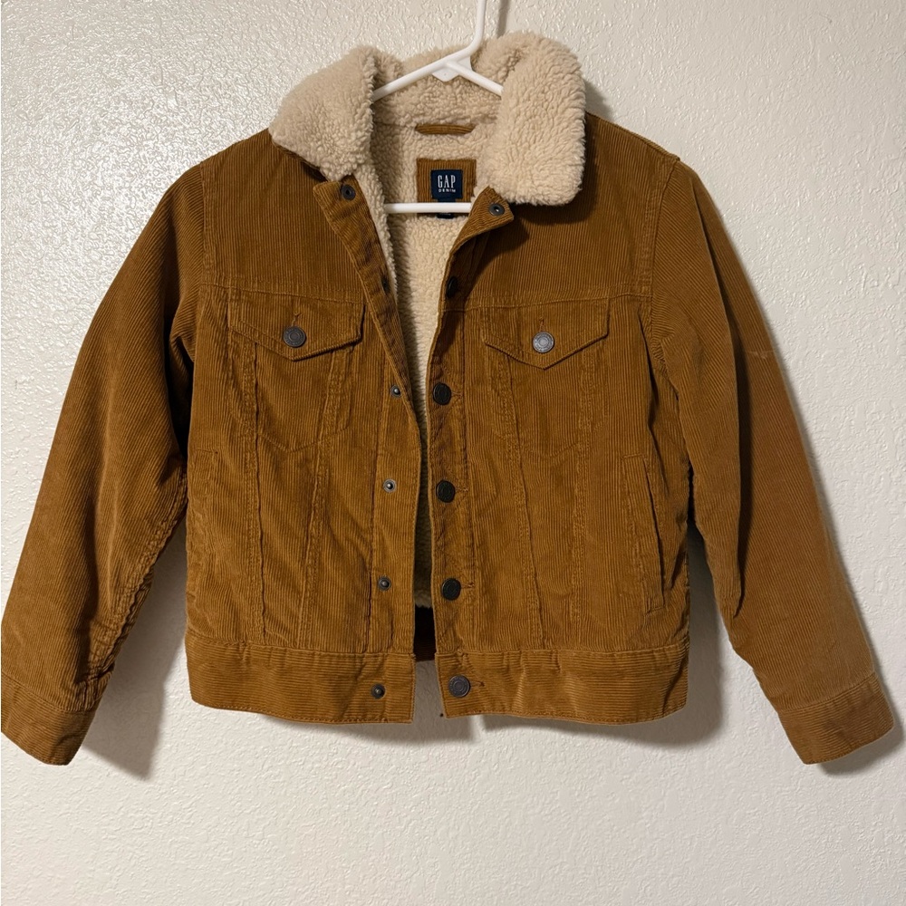 GAP Tan Corduroy Jacket with Cream Sherpa Lining